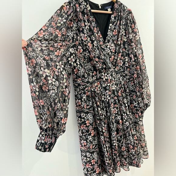 Tommy Hilfiger Floral Long Sleeve V-Neck Faux Wrap Chiffon Dress 14 - Picture 6 of 11